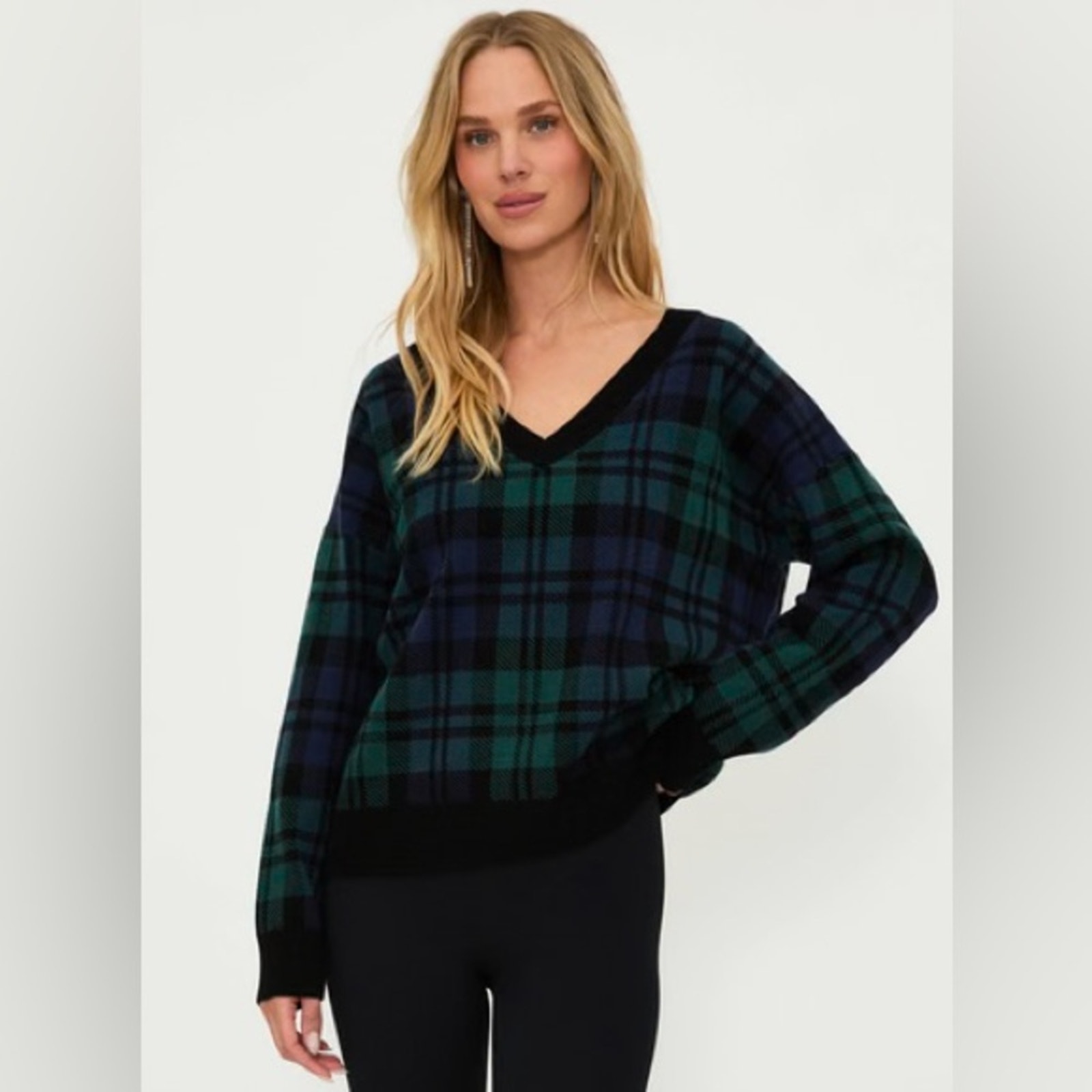 Beach Riot Joey Sweater Wintergreen Plaid Xl